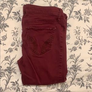 burgundy hollister super skinny jeans